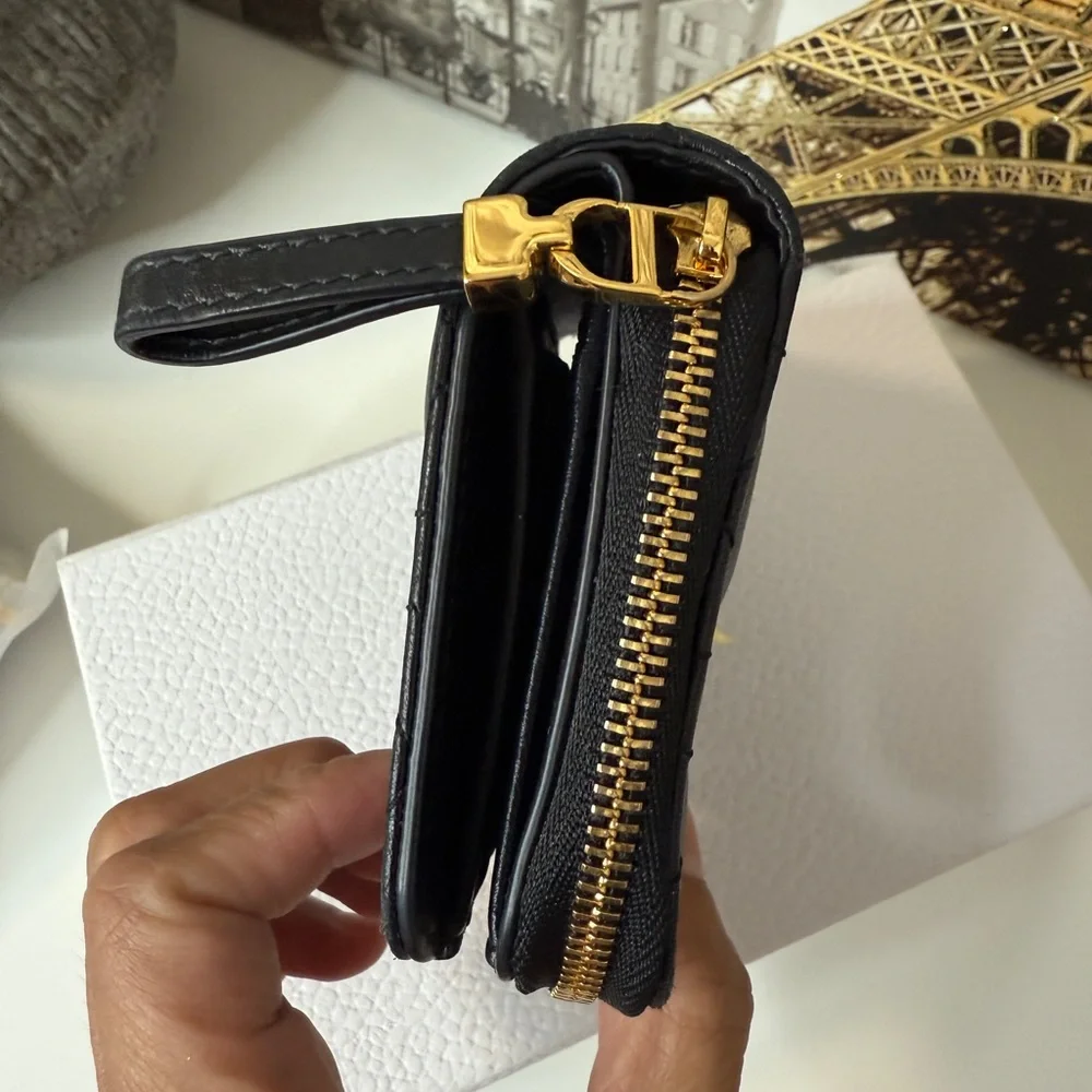 Dior Jolie Scarlet Walllet Black Leather Card Holder